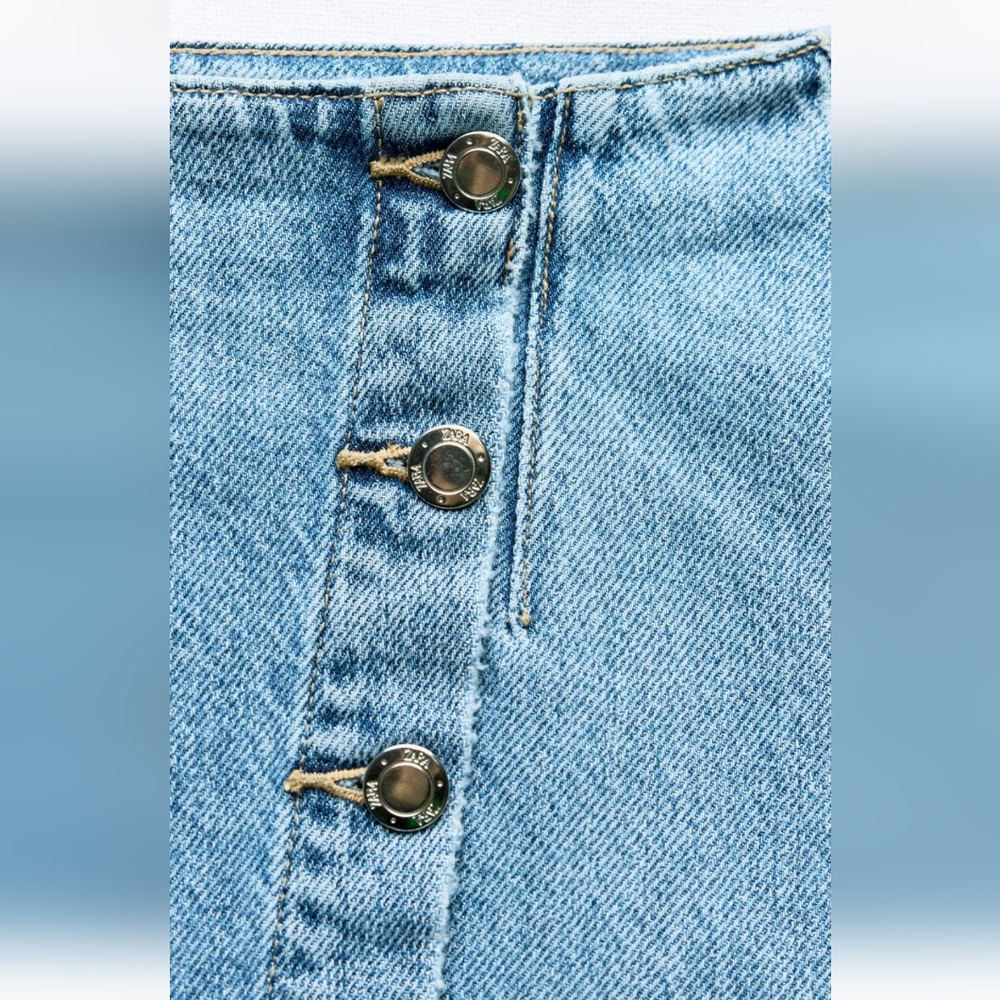 ZARA CROSSOVER Z1975 DENIM MIDI SKIRT - Picture 6 of 7